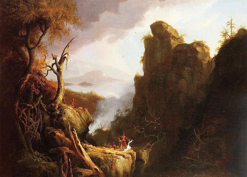 Thomas Cole Indian Sacrifice, Kaaterskill Falls and North South Lake oil painting image